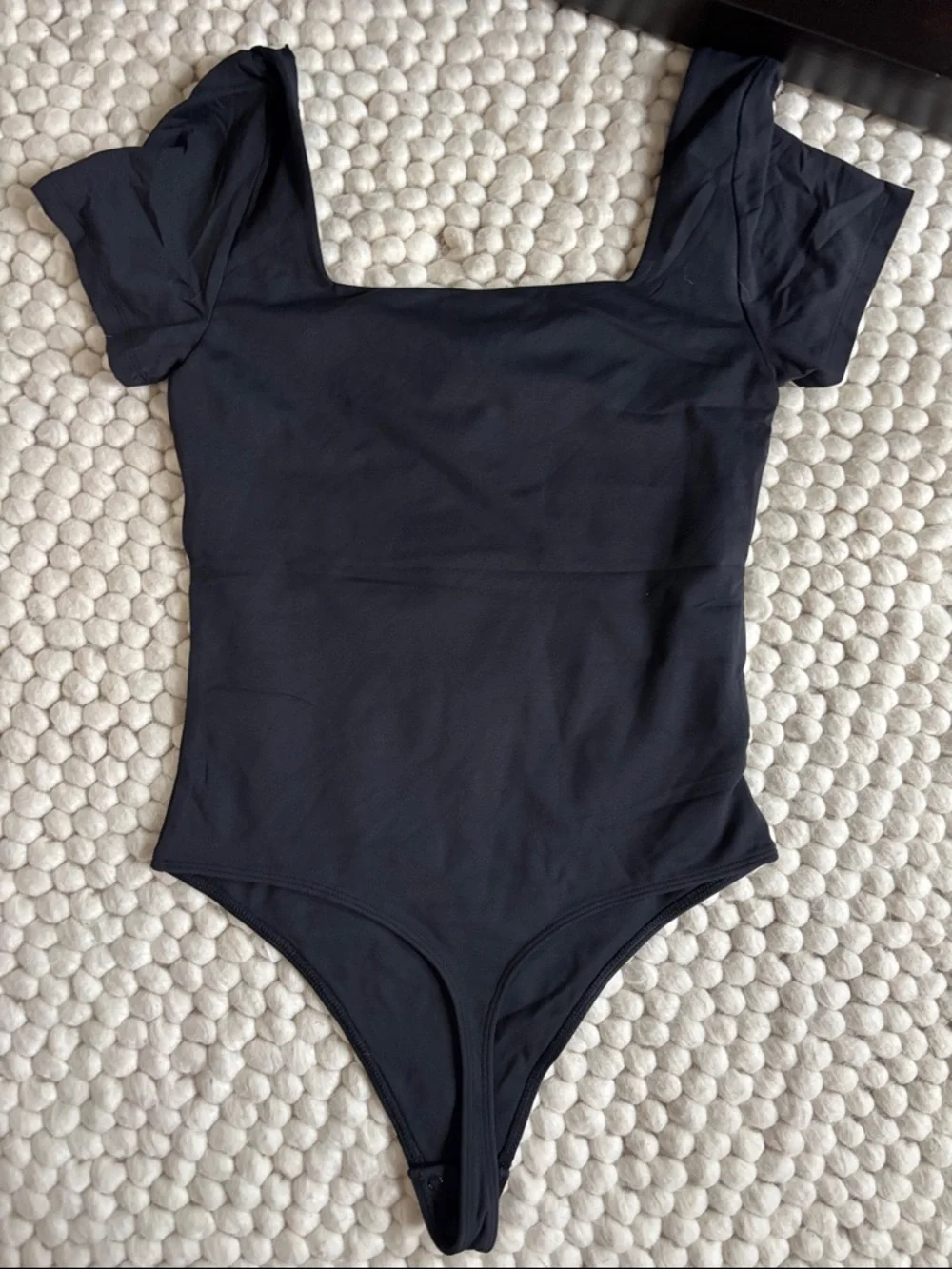Aritzia Black Square Neck Short Sleeve Black Bodysuit, new without tags_5